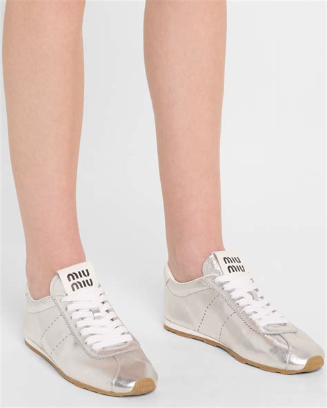 Miu Miu Metallic Leather Retro Runner Sneakers 